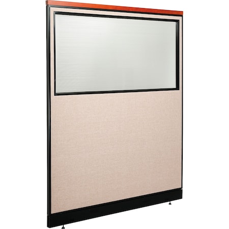 Interion By Global Industrial Interion Deluxe Office Partition Panel w/Partial Window & Raceway 60-1/4inW x 77-1/2inH Tan 694705WNTN
